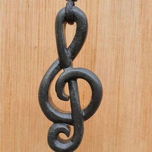Black Treble Clef Pendant on Adjustable cord
